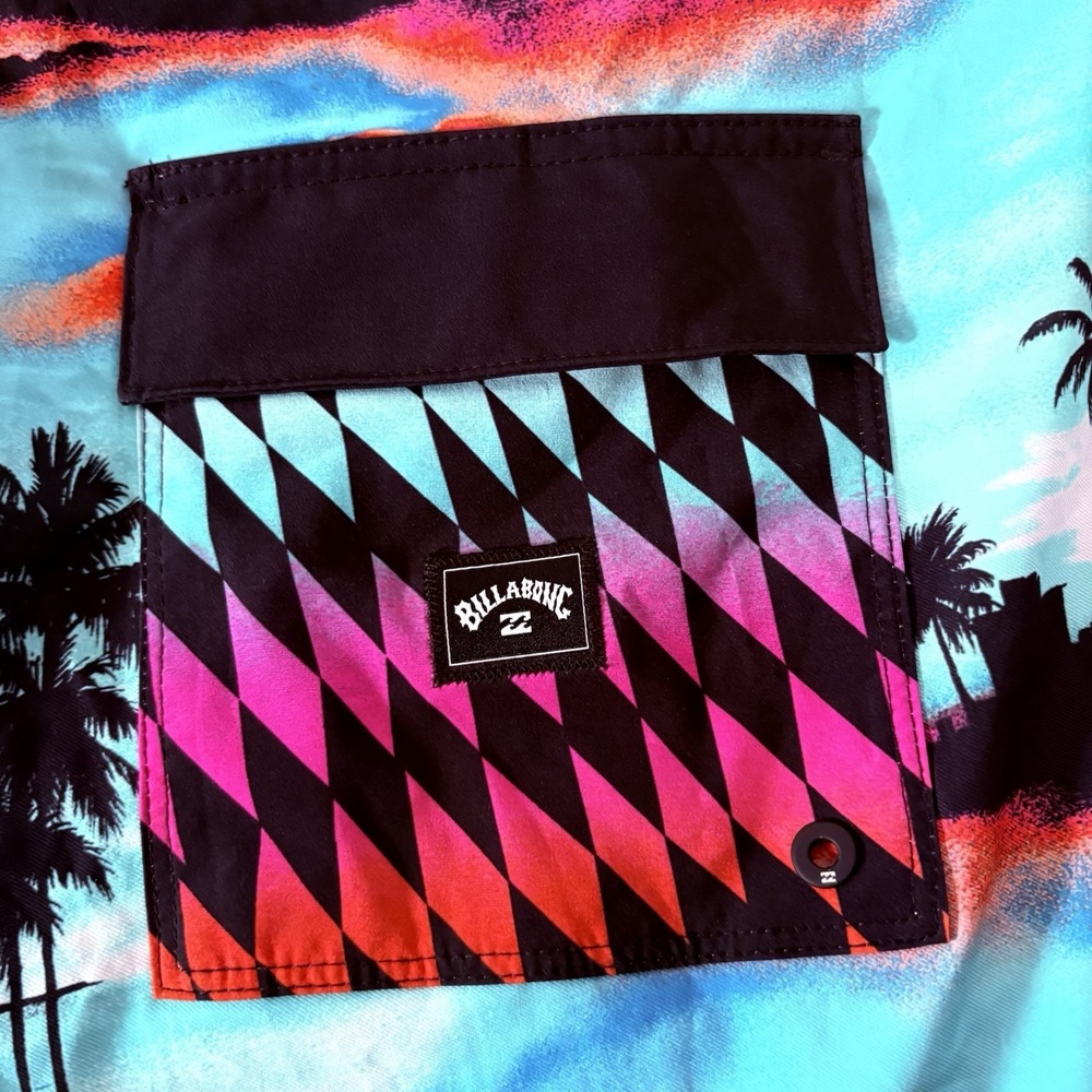 Billabong Board Shorts Sundays Airlite Mens Blue Black Tropical Size 38 Beach - Picture 10 of 12